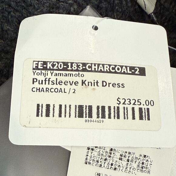 Yohji Yamamoto Dress Womens Size 2 Charcoal Wool Japan Designer Midi Length NWT - Picture 11 of 12